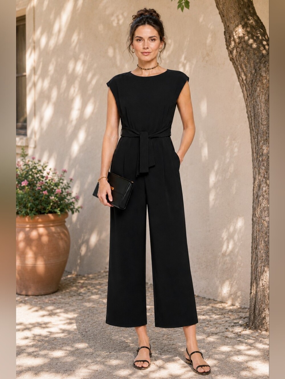 👠 CK Wide-Leg Jumpsuit with Tie Belt- Worn Once/EUC!